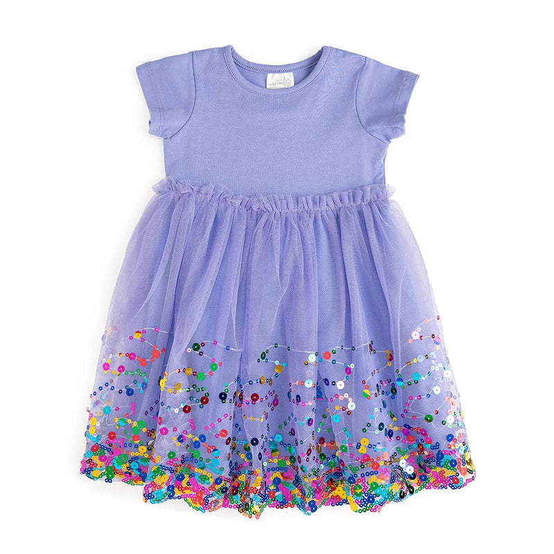 Lavender Confetti Short Sleeve Tutu Dress - Kids Birthday